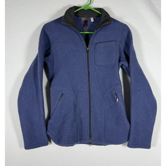 ibex Jackets & Blazers - Ibex 100% New Wool Jacket Womens Small Blue Full Zip Pockets Warm Vintage